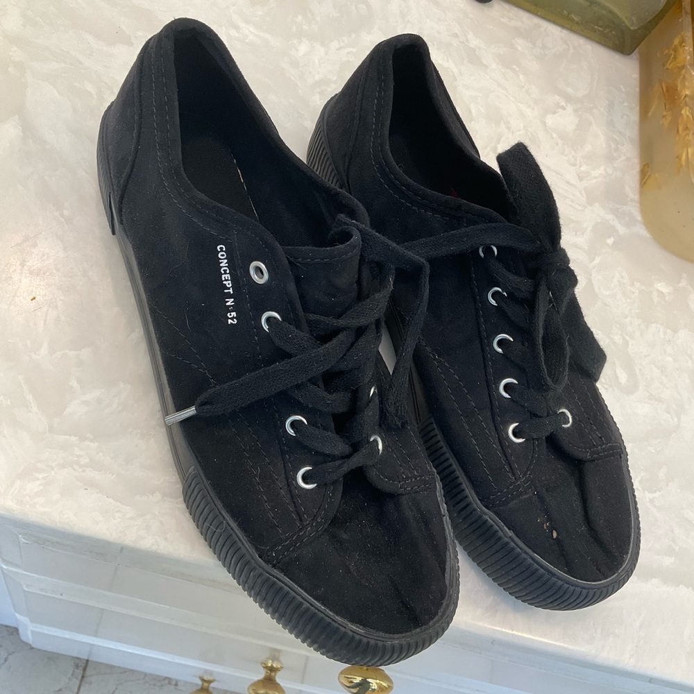 H&M Divided Concept No. 52 black canvas platform lace-up sneakers, Sz 8.5 - Picture 3 of 12